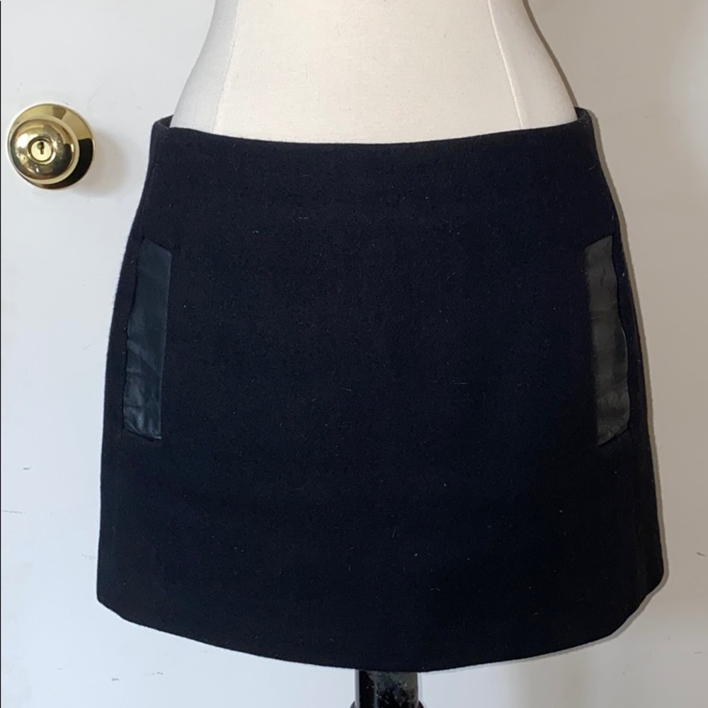 Maje wool/leather pocket mini skirt